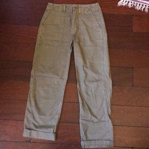 Madewell army green kaki wide leg crop pants